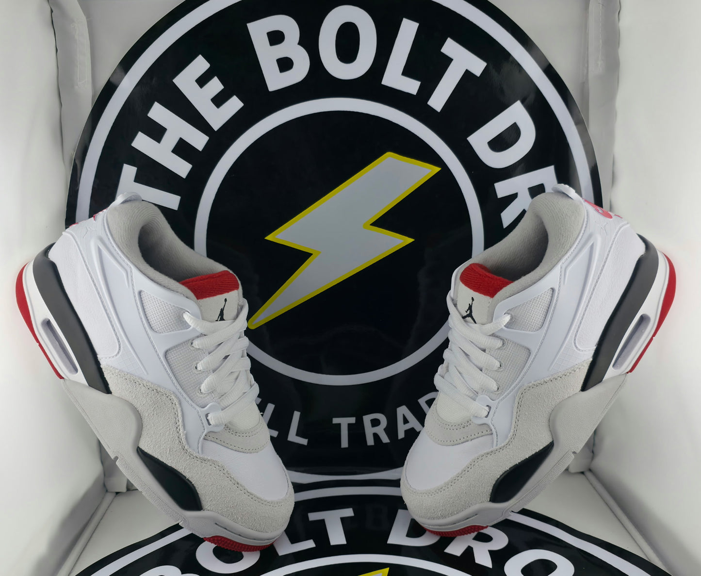 Nike Jordan 4 RM - White Black Neutral Grey Varsity Red (GS) - Size 4.5Y
