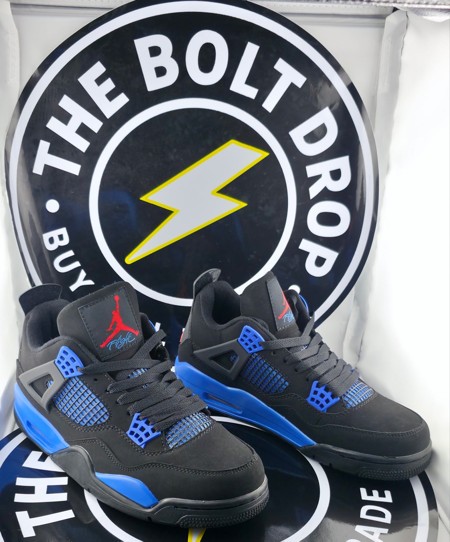 UA Jordan 4 Retro - Black-Blue Thunder - Size 10M / 11.5W