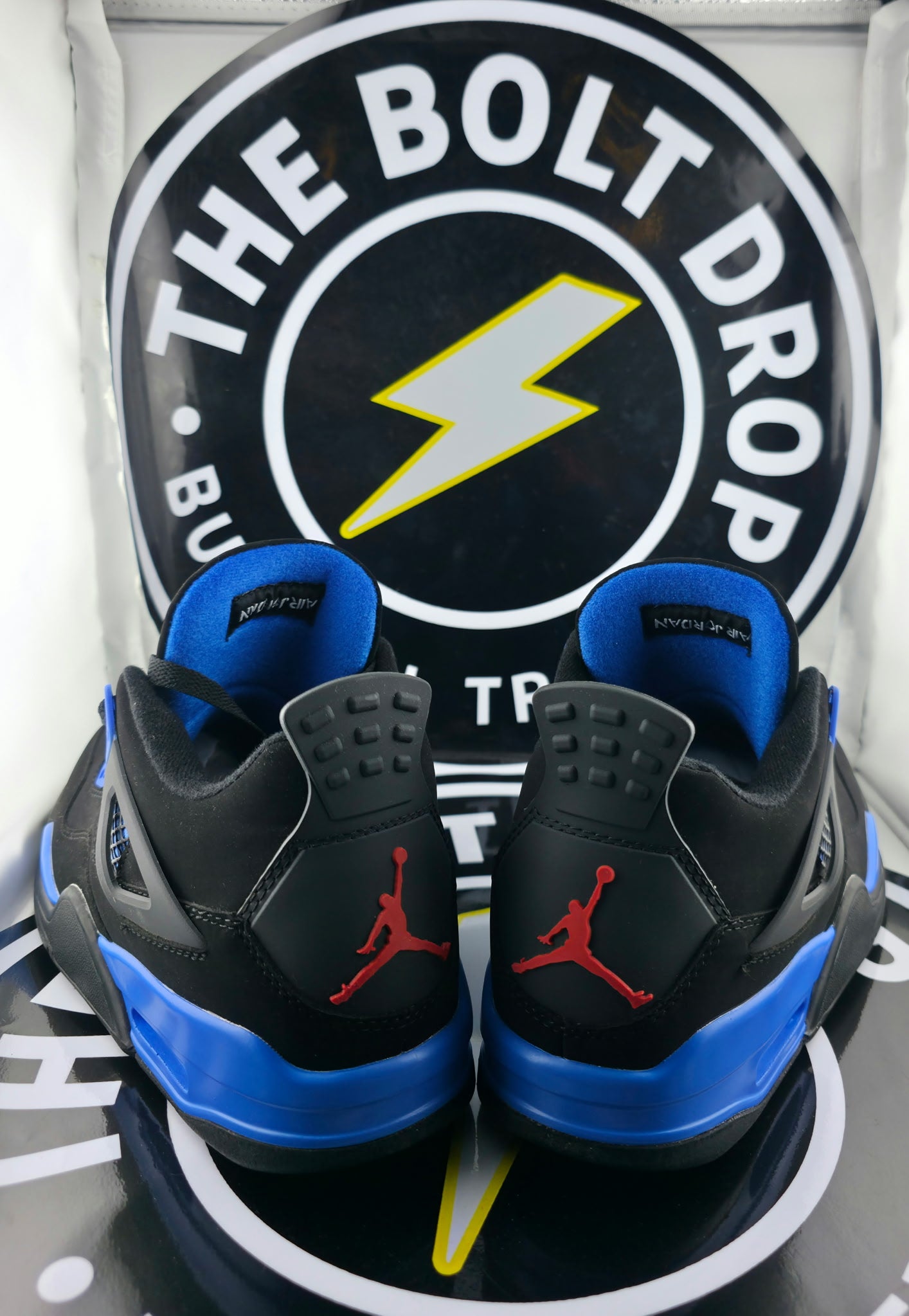 UA Jordan 4 Retro - Black-Blue Thunder - Size 10M / 11.5W