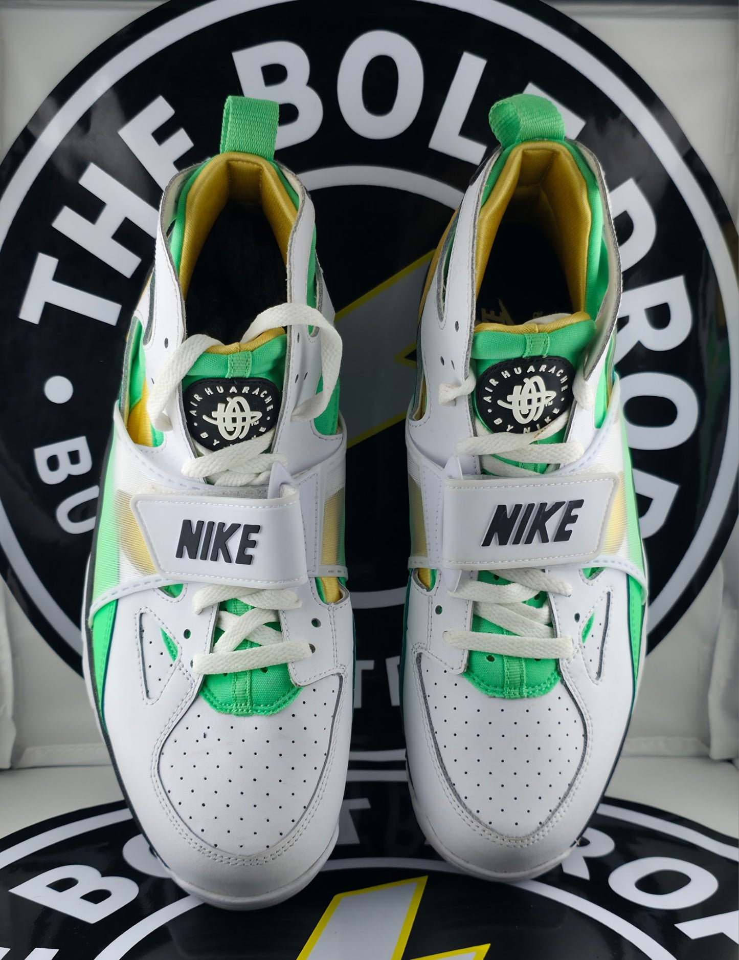 Nike Air Trainer Huarache - White Topaz Gold Electric Green - Size 11.5M / 13W