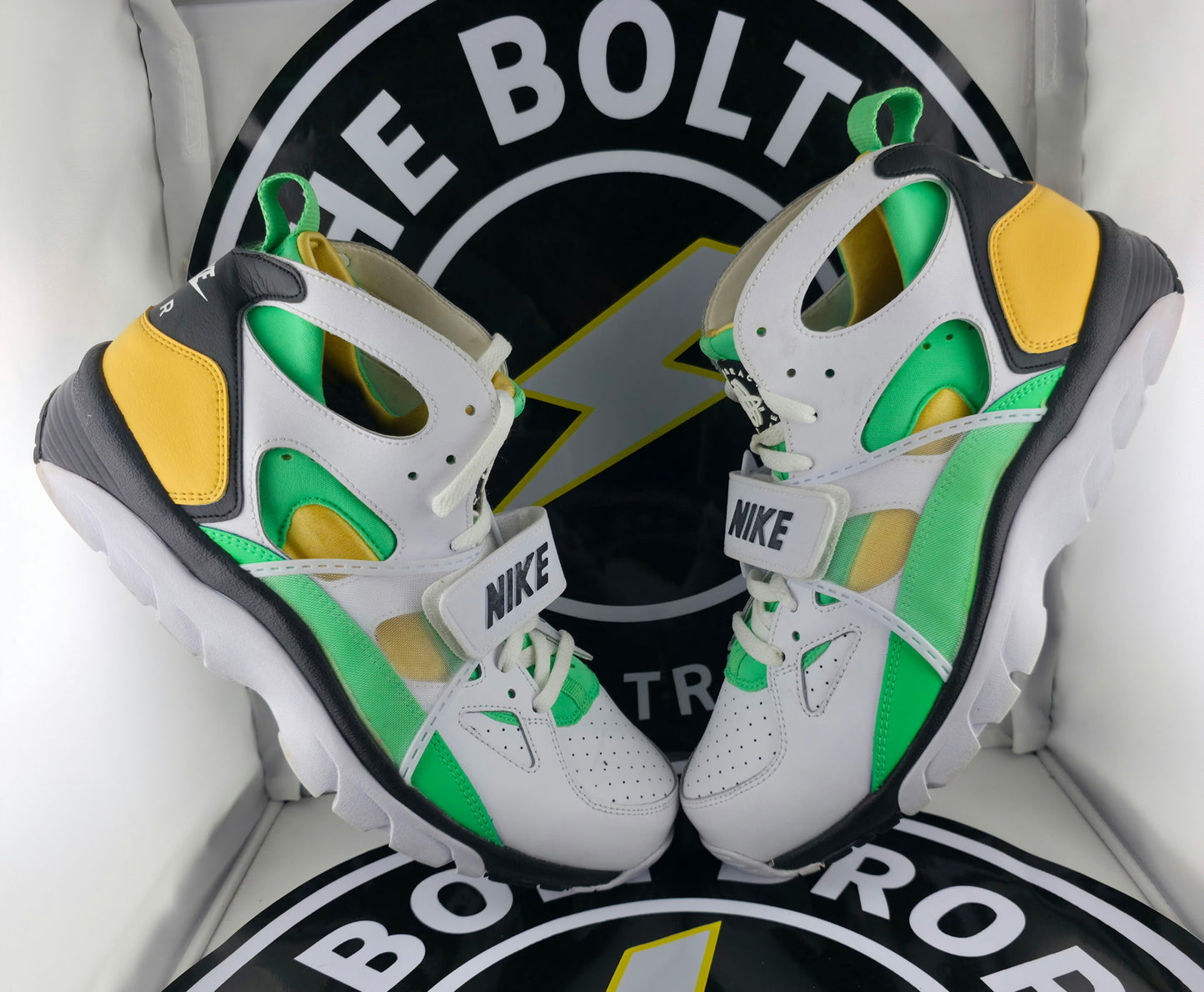 Nike Air Trainer Huarache - White Topaz Gold Electric Green - Size 11.5M / 13W