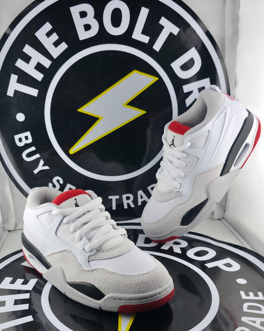 Nike Jordan 4 RM - White Black Neutral Grey Varsity Red (GS) - Size 4.5Y
